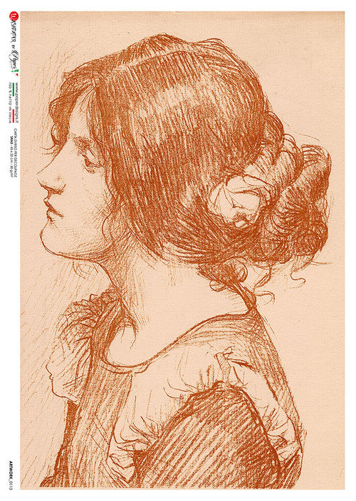 Paper Designs Sepia Profile Portrait Artwork 0113