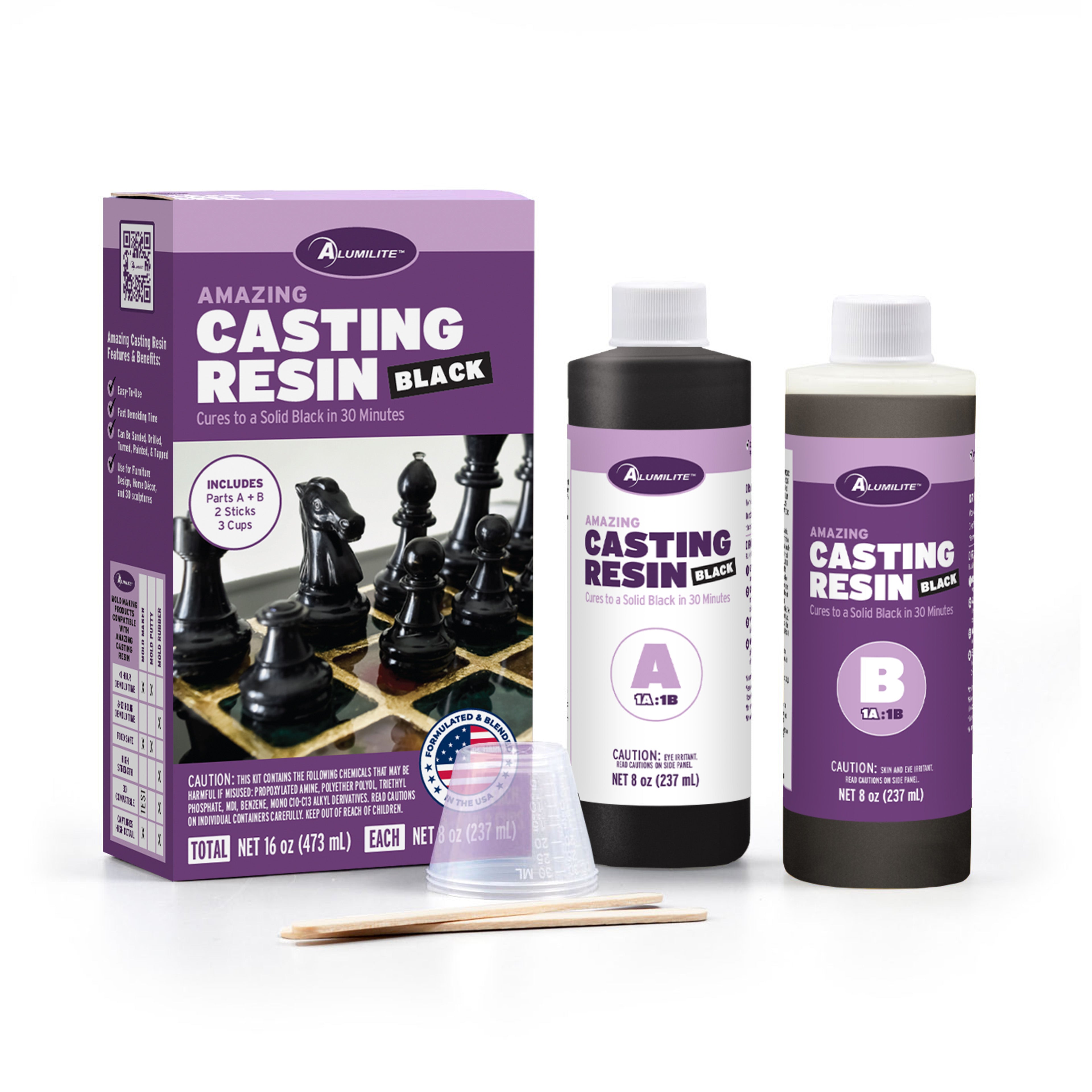 Amazing Casting Resin Black - Includes Parts A & B; 8 Fl Oz / Total 16 Fl Oz + 2