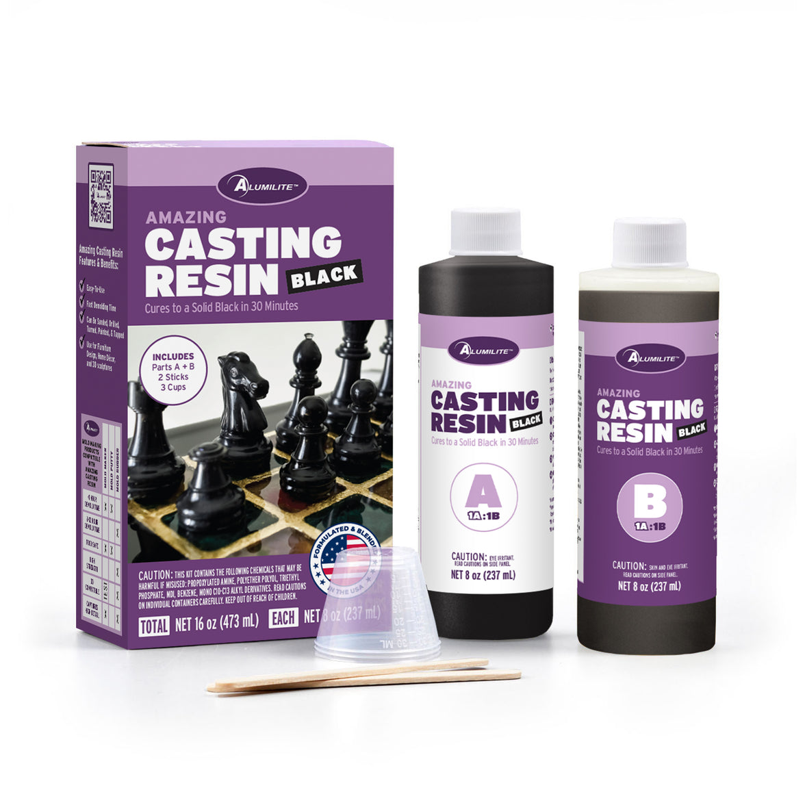 Amazing Casting Resin Black - Includes Parts A & B; 8 Fl Oz / Total 16 Fl Oz + 2