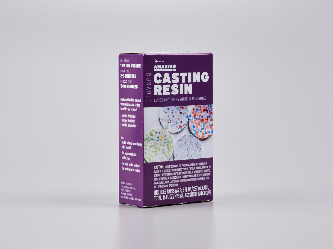 Amazing Casting Resin - Includes Parts A & B; 8 Fl Oz / Total 16 Fl Oz + 2 sticks + 3