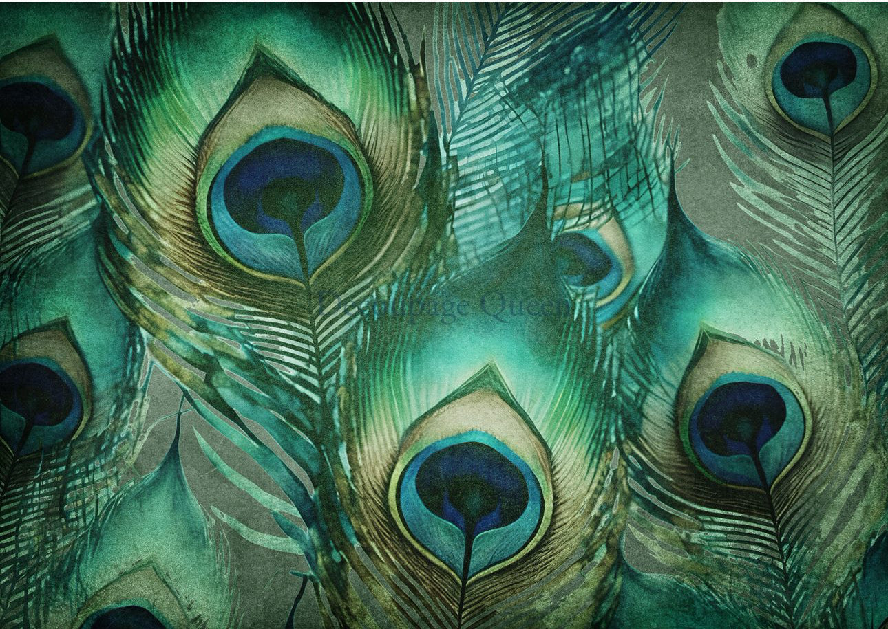 Jeweled Feathers 0565, rice paper design by Decoupage queen, arts & entertainment > hobbies & creative arts > arts & crafts, for decoupage and crafting