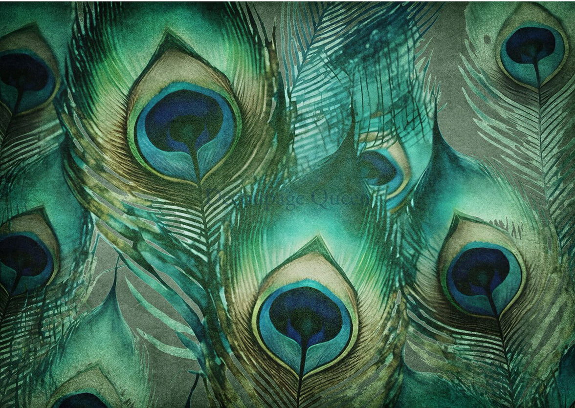 Jeweled Feathers 0565, rice paper design by Decoupage queen, arts & entertainment > hobbies & creative arts > arts & crafts, for decoupage and crafting