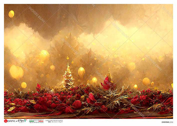 Paper Designs Gold Bokeh Holiday Scene Rice Paper