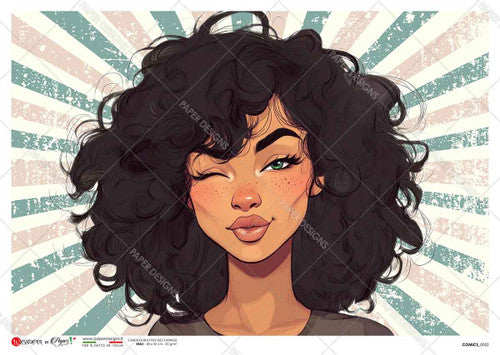 Paper Designs Smiling Girl with Pastel Starburst Background Rice Paper