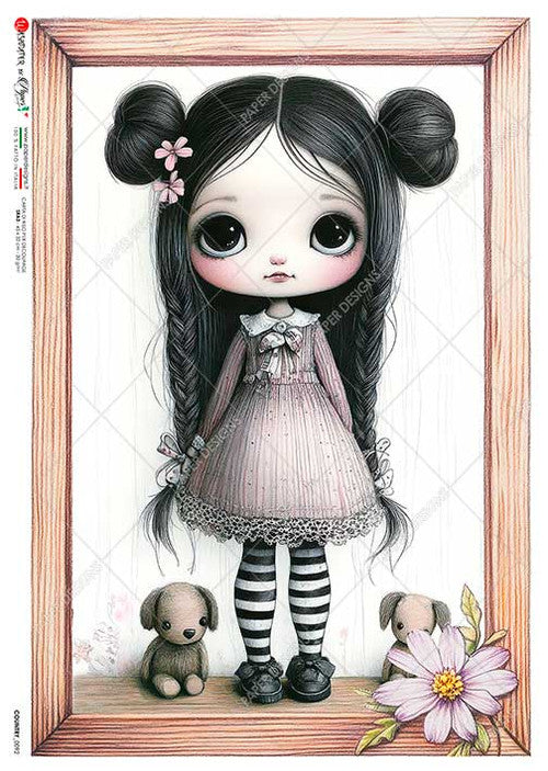 Paper Designs Doll with Two Bears Rice Paper