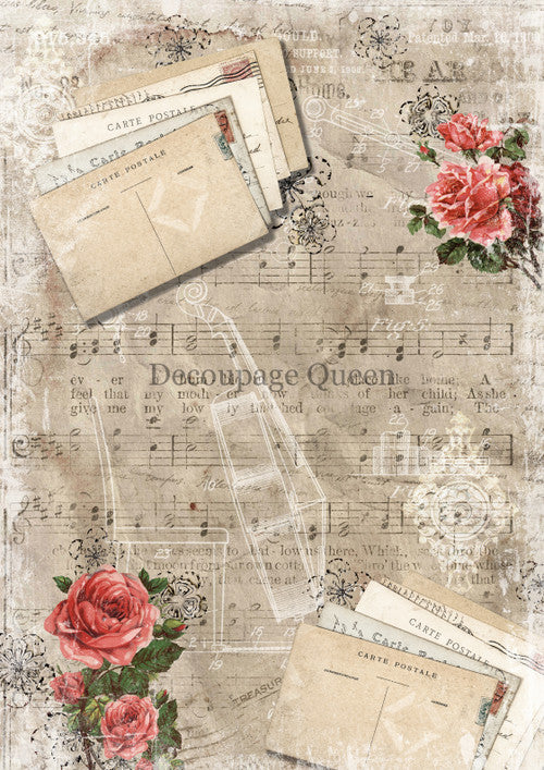 Decoupage Queen Autumn Violin Background Rice Paper