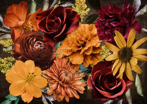 Pumpkin Spice Florals, rice paper design by Decoupage Queen, arts & entertainment > hobbies & creative arts > arts & crafts > art & crafting materials > art & craft paper > drawing & painting paper, for decoupage and crafting