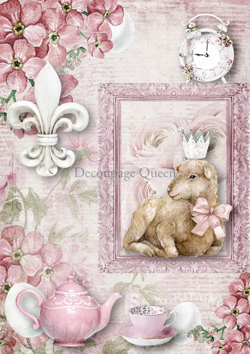 Easter Lamb, rice paper design by Decoupage Queen, arts & entertainment > hobbies & creative arts > arts & crafts > art & crafting materials > art & craft paper > drawing & painting paper, for decoupage and crafting