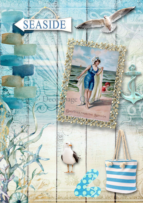 Decoupage Queen Greetings from the Seaside Rice Paper