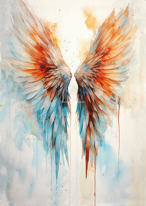 Andy Skinner - Watercolor Wings II, rice paper design by Decoupage Queen, arts & entertainment > hobbies & creative arts > arts & crafts > art & crafting materials > art & craft paper > drawing & painting paper, for decoupage and crafting