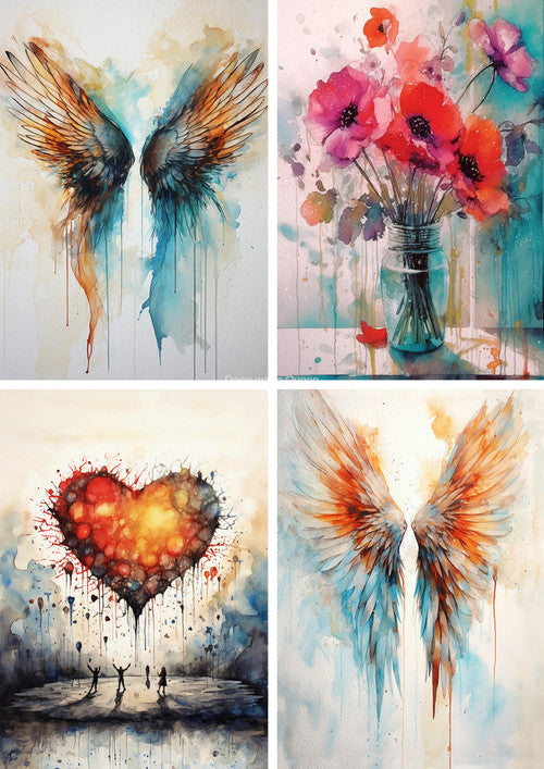 Andy Skinner - Wings and More Four Pack, rice paper design by Decoupage Queen, arts & entertainment > hobbies & creative arts > arts & crafts > art & crafting materials > art & craft paper > drawing & painting paper, for decoupage and crafting