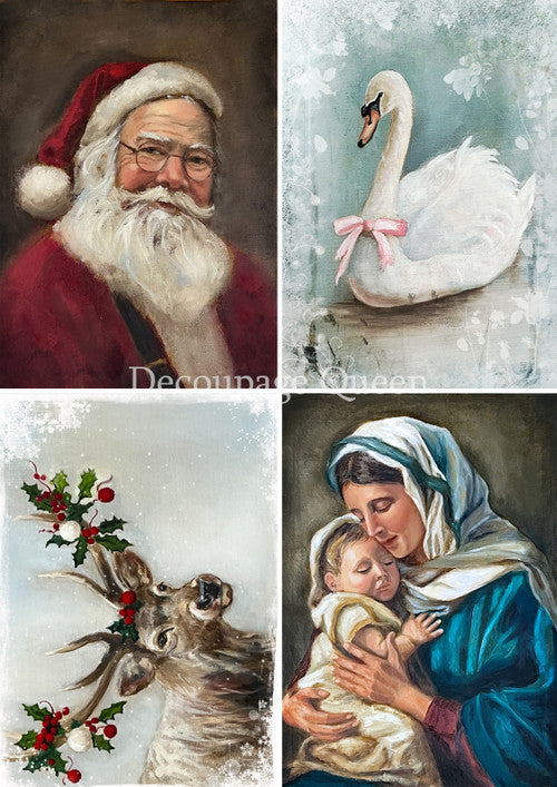Vellum Paper - Decoupage Queen Teresa Rene Art - Christmas 4 Pack Vellum Paper