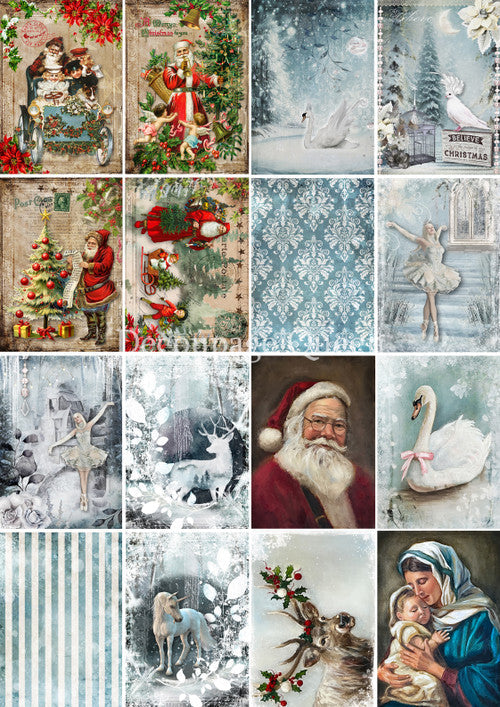 Winter Minis, rice paper design by Decoupage Queen, arts & entertainment > hobbies & creative arts > arts & crafts > art & crafting materials > art & craft paper > drawing & painting paper, for decoupage and crafting