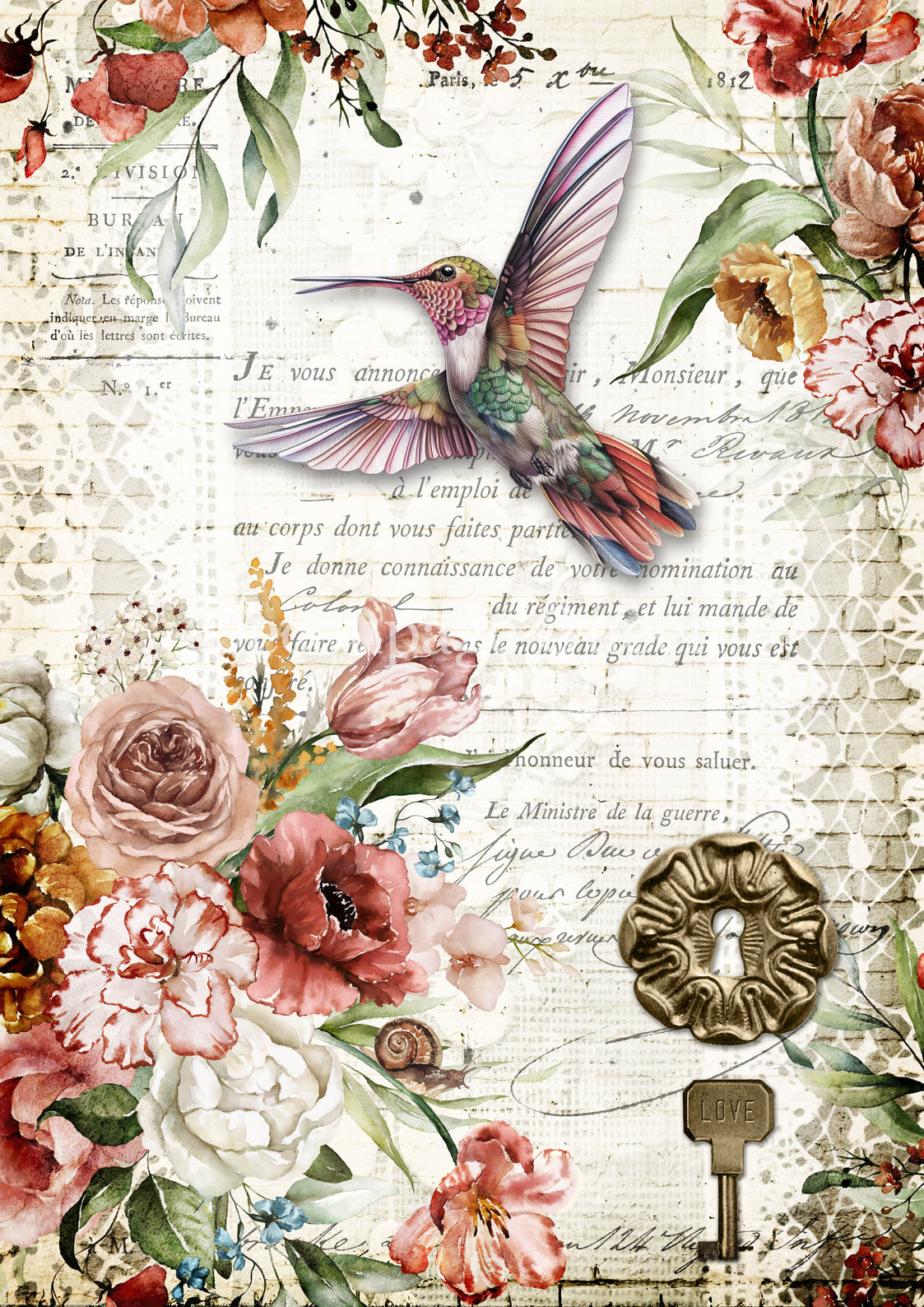 Colorful Blooms, rice paper design by Decoupage Queen, arts & entertainment > hobbies & creative arts > arts & crafts, for decoupage and crafting