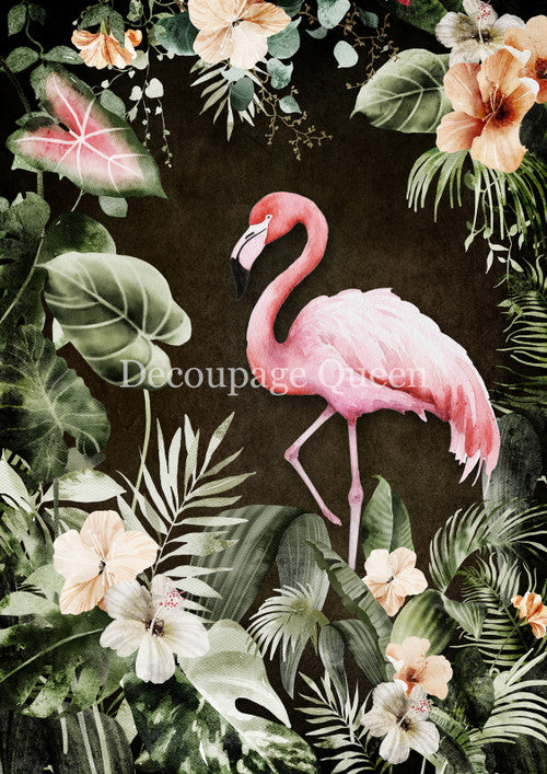 Decoupage Queen Rice Paper - Tropical Flamingo