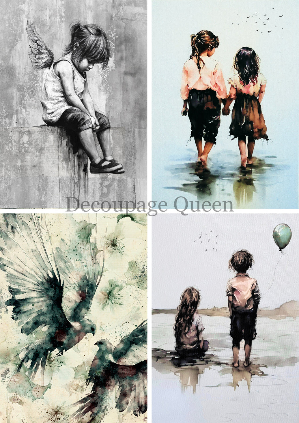 Decoupage Queen Andy Skinner Peaceful Four Pack Rice Paper, rice paper design by Decoupage queen, arts & entertainment > hobbies & creative arts > arts & crafts > art & crafting materials > art & craft paper > drawing & painting paper, for decoupage and crafting