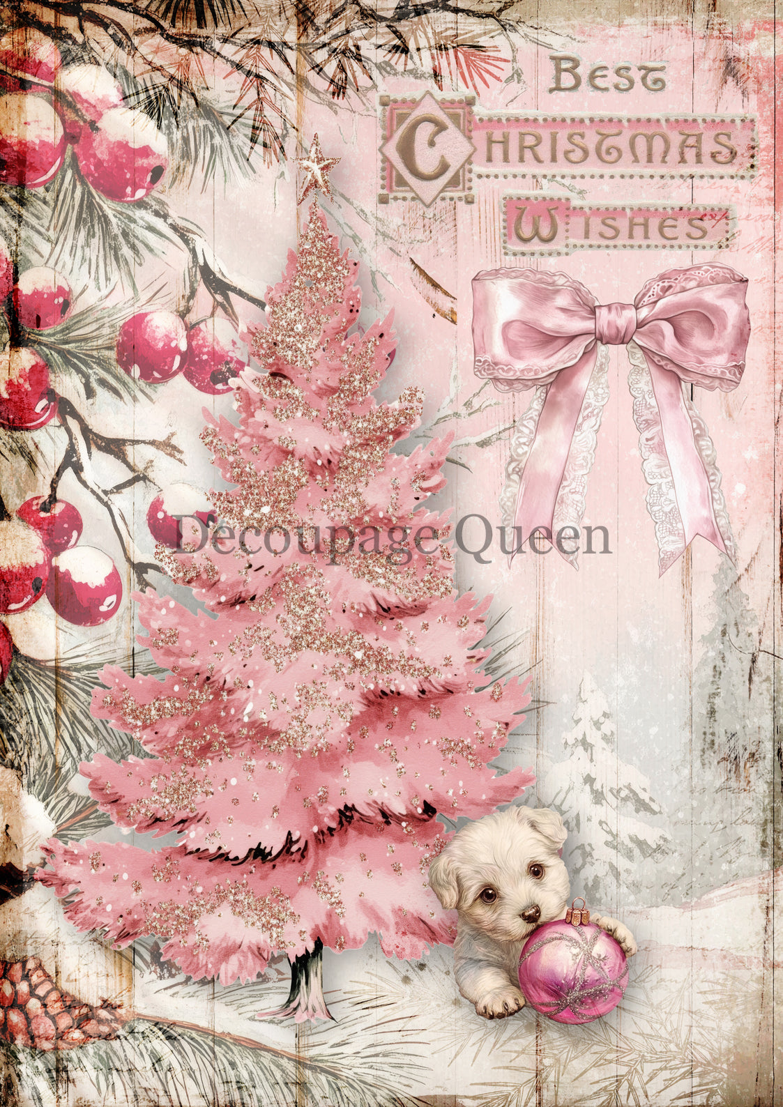 Decoupage Queen Best Christmas Wishes Rice Paper, rice paper design by Decoupage queen, arts & entertainment > hobbies & creative arts > arts & crafts > art & crafting materials > art & craft paper > drawing & painting paper, for decoupage and crafting