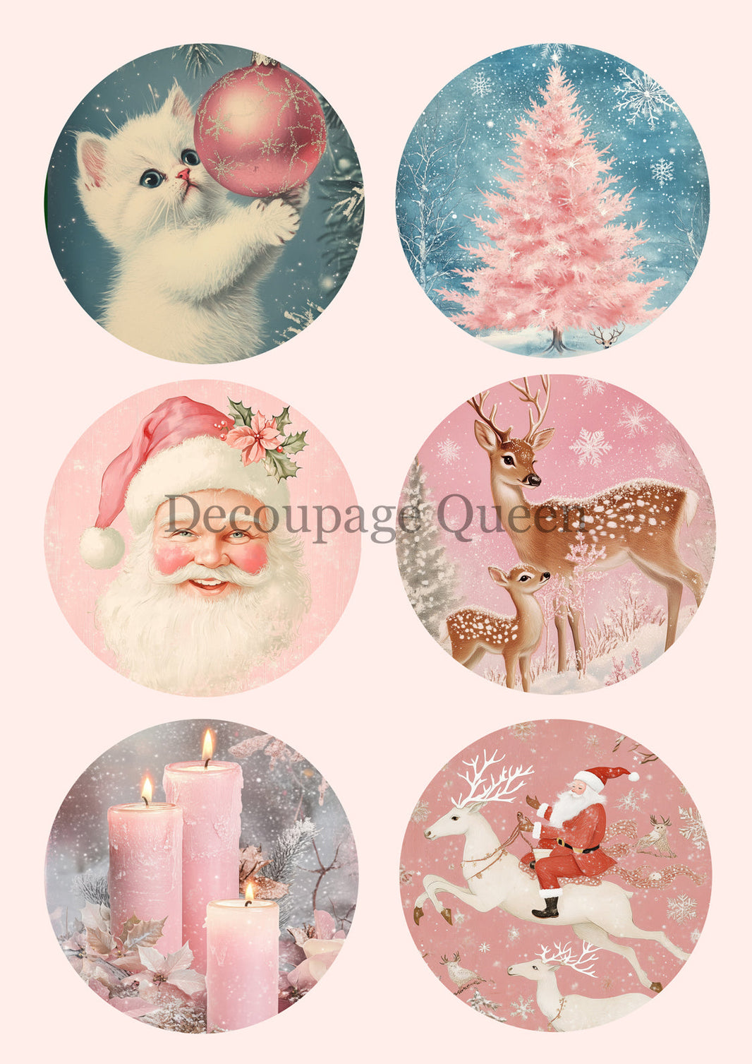 Decoupage Queen Pink Winter Ornaments Rice Paper, rice paper design by Decoupage queen, arts & entertainment > hobbies & creative arts > arts & crafts > art & crafting materials > art & craft paper > drawing & painting paper, for decoupage and crafting
