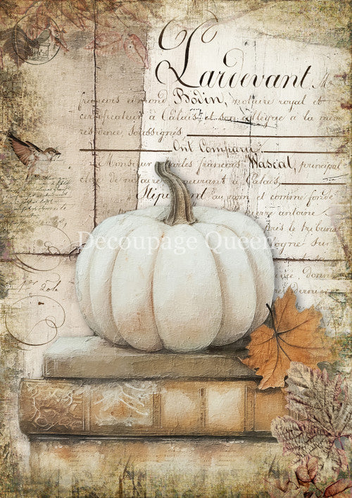 Decoupage Queen  Cottage Pumpkin 1 Rice Paper