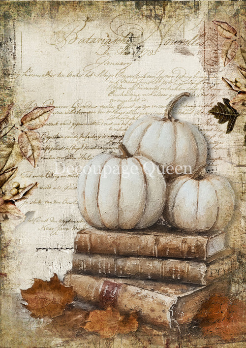 Decoupage Queen  Cottage Pumpkin 2 Rice Paper