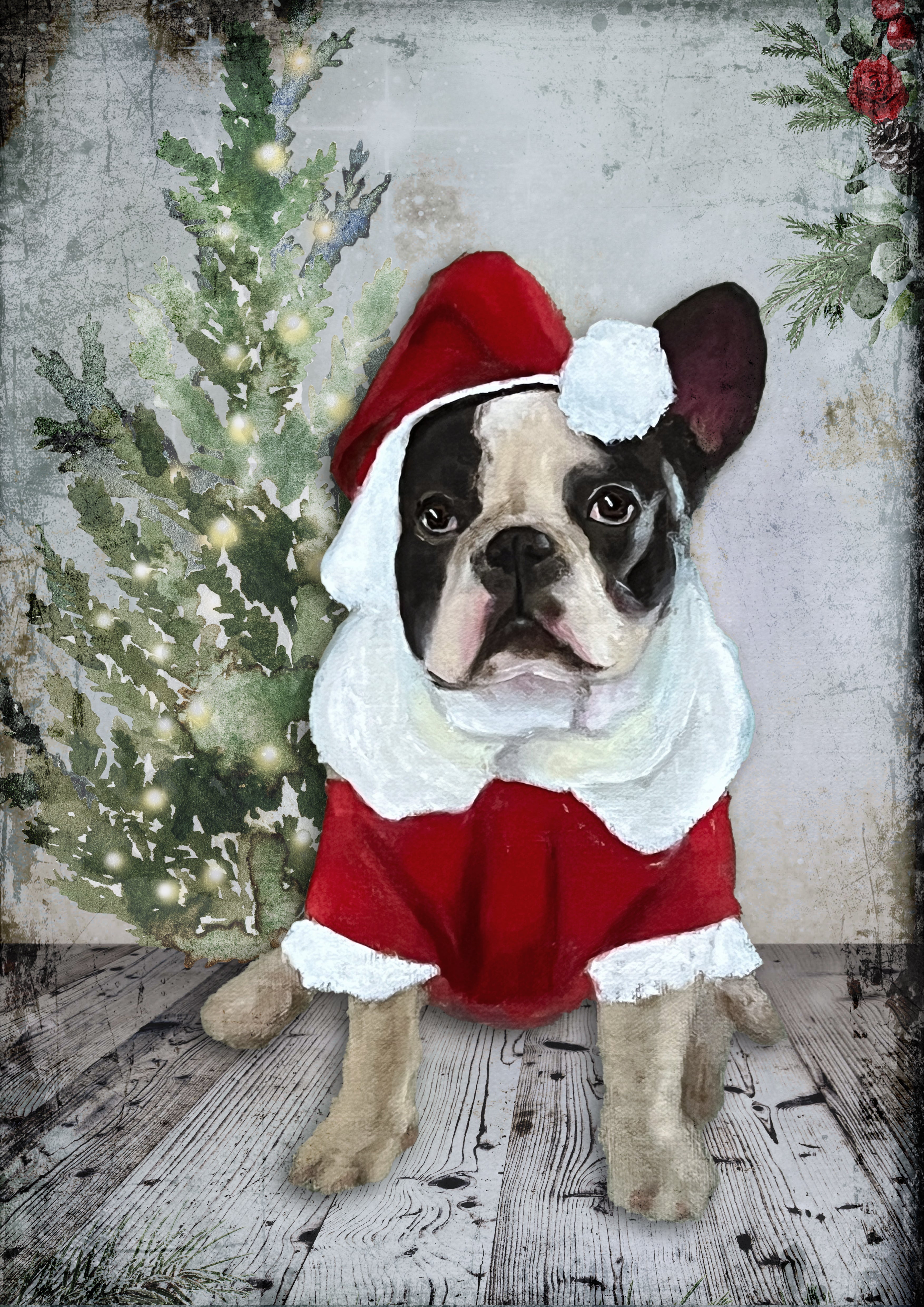 Teresa Rene Art - Christmas Frenchy, rice paper design by Decoupage Queen, arts & entertainment > hobbies & creative arts > arts & crafts > art & crafting materials > art & craft paper > drawing & painting paper, for decoupage and crafting