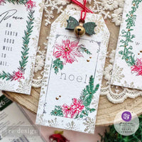 Christmas Chipboard Tags - 3 tags 2.3"x4.75" + 3 tags 2"x3.5" + 6 bells + twine