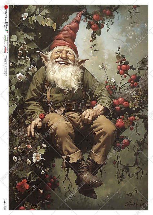 Paper Designs Laughing Christmas Gnome Rice Paper