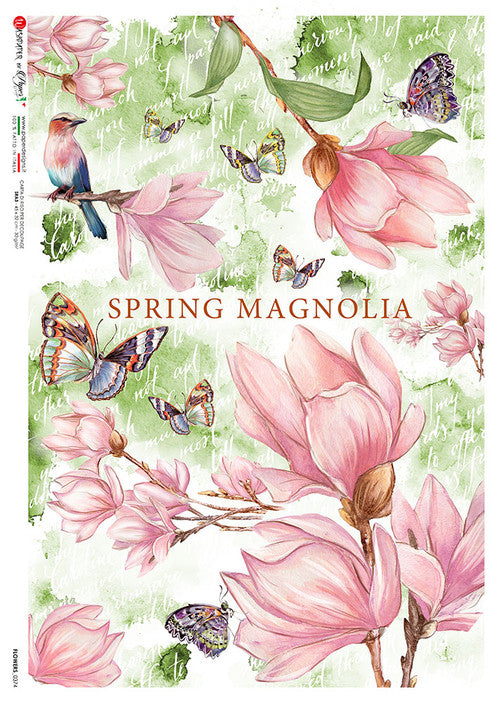 Paper Designs Pink Magnolia Flowers 0374