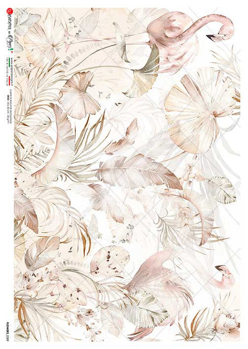Paper Designs Rice Paper Soft Pink Tropicals Flower 0389