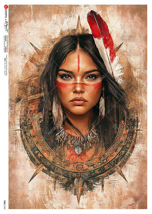 Paper Designs Native American Woman Tribal I Rice Paper