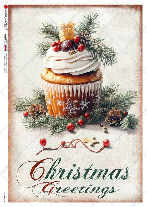 Paper Designs Christmas Cupcake Rice Paper