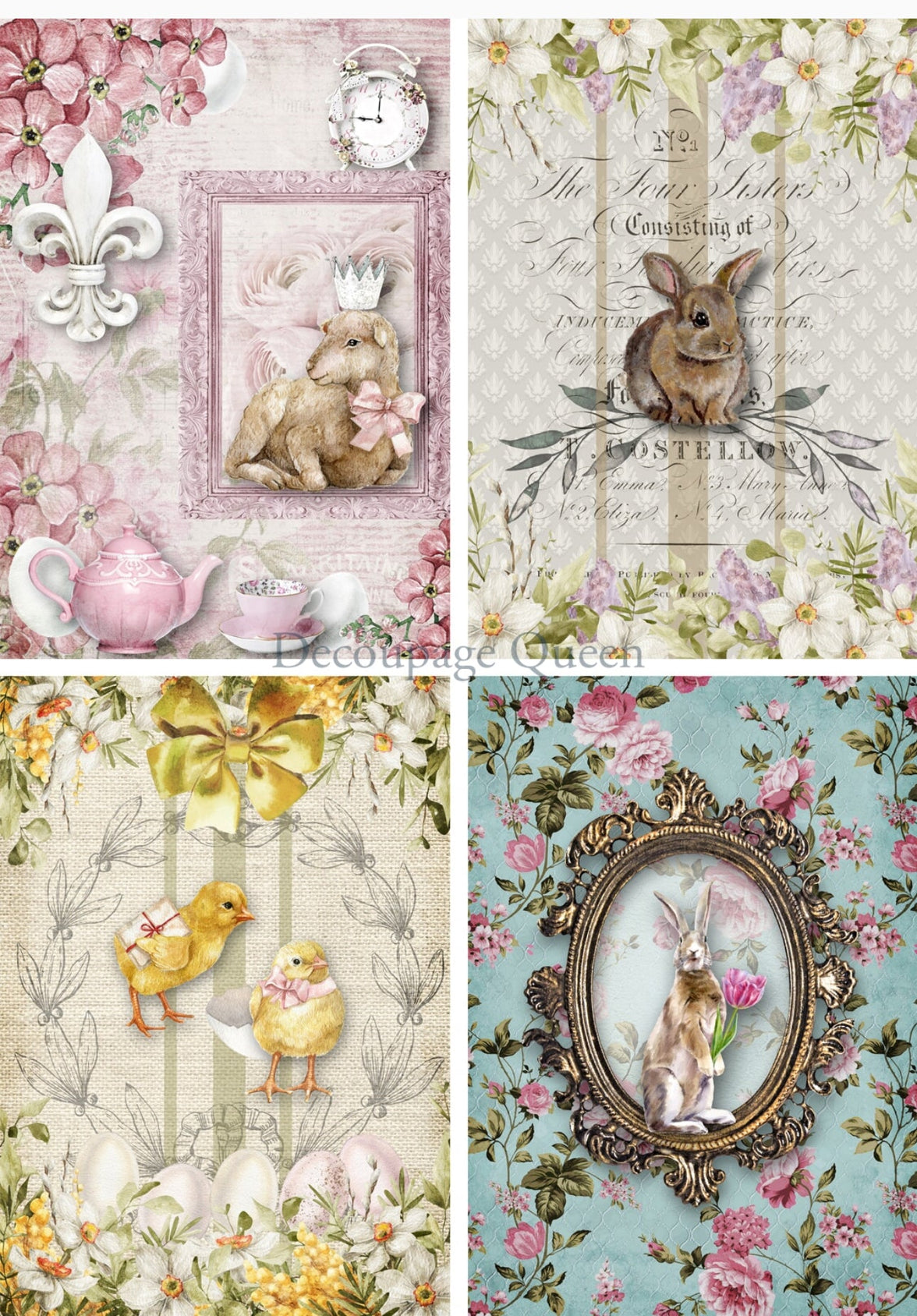 Easter Creatures 4 Pack  0549, rice paper design by Decoupage queen, arts & entertainment > hobbies & creative arts > arts & crafts, for decoupage and crafting