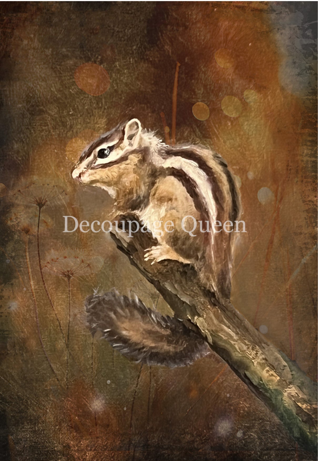 Resting Chipmunk Rice Paper, rice paper design by Decoupage Queen, arts & entertainment > hobbies & creative arts > arts & crafts > art & crafting materials > art & craft paper > drawing & painting paper, for decoupage and crafting
