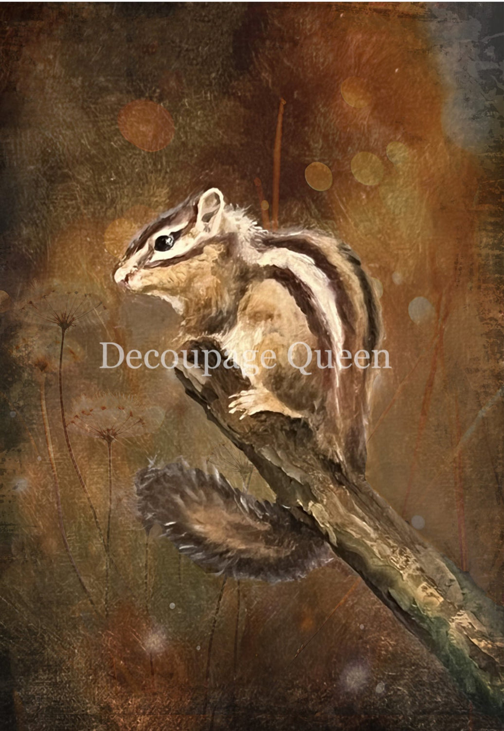 Resting Chipmunk Rice Paper, rice paper design by Decoupage Queen, arts & entertainment > hobbies & creative arts > arts & crafts > art & crafting materials > art & craft paper > drawing & painting paper, for decoupage and crafting
