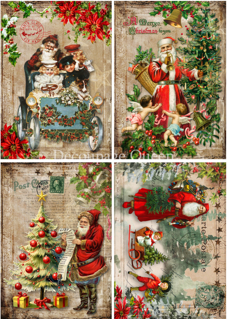 Vintage Festivities, rice paper design by Decoupage queen, arts & entertainment > hobbies & creative arts > arts & crafts, for decoupage and crafting