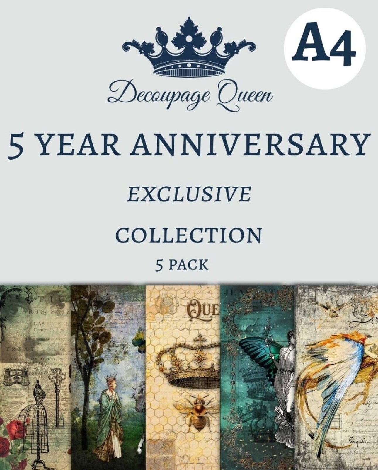 5 Year Anniversary Pack, rice paper design by Decoupage Queen, arts & entertainment > hobbies & creative arts > arts & crafts > art & crafting materials > art & craft paper > drawing & painting paper, for decoupage and crafting