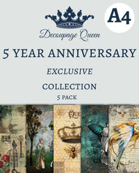 5 Year Anniversary Pack, rice paper design by Decoupage Queen, arts & entertainment > hobbies & creative arts > arts & crafts > art & crafting materials > art & craft paper > drawing & painting paper, for decoupage and crafting