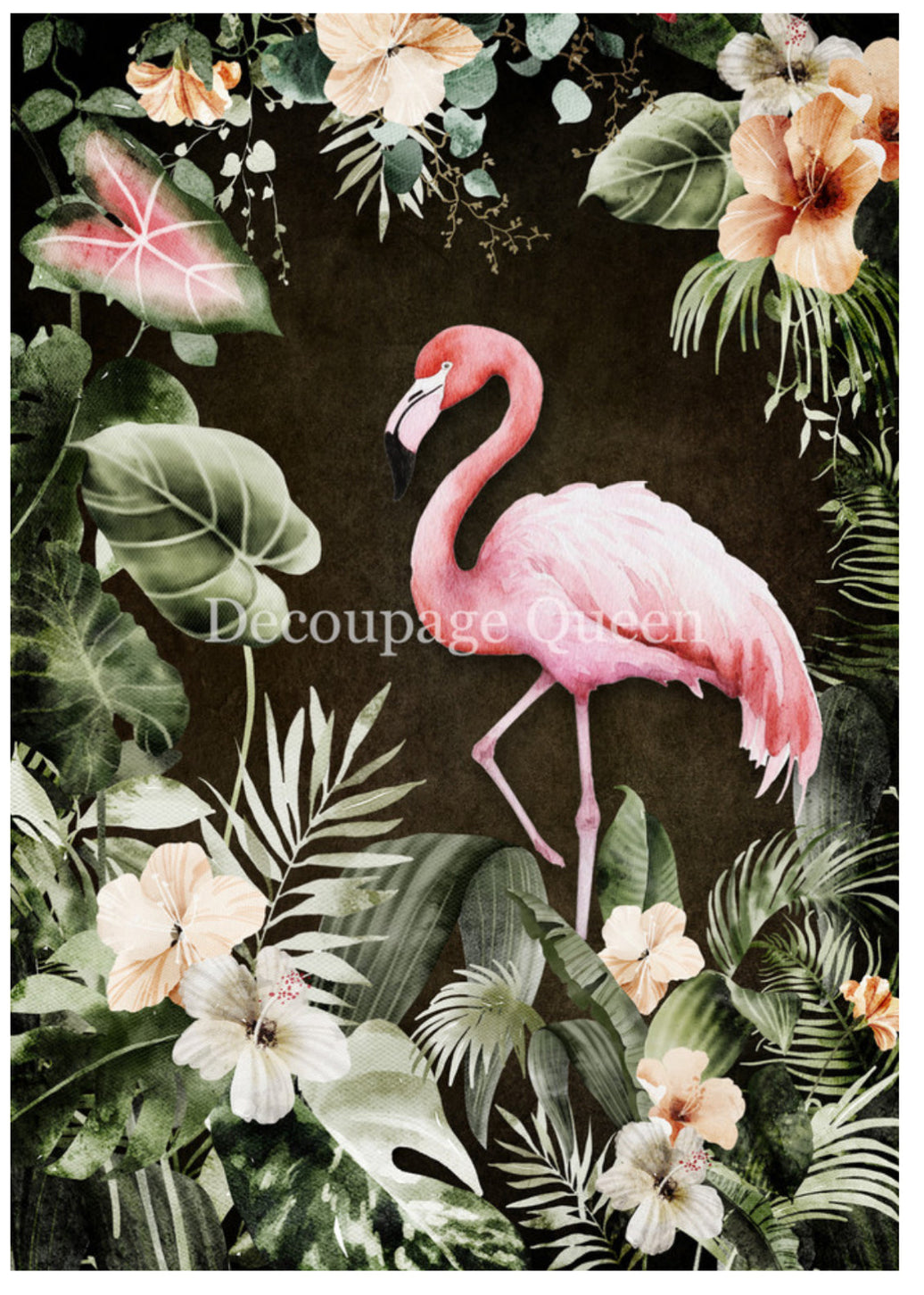Tropical Flamingo, rice paper design by Decoupage queen, arts & entertainment > hobbies & creative arts > arts & crafts > art & crafting materials > art & craft paper > drawing & painting paper, for decoupage and crafting