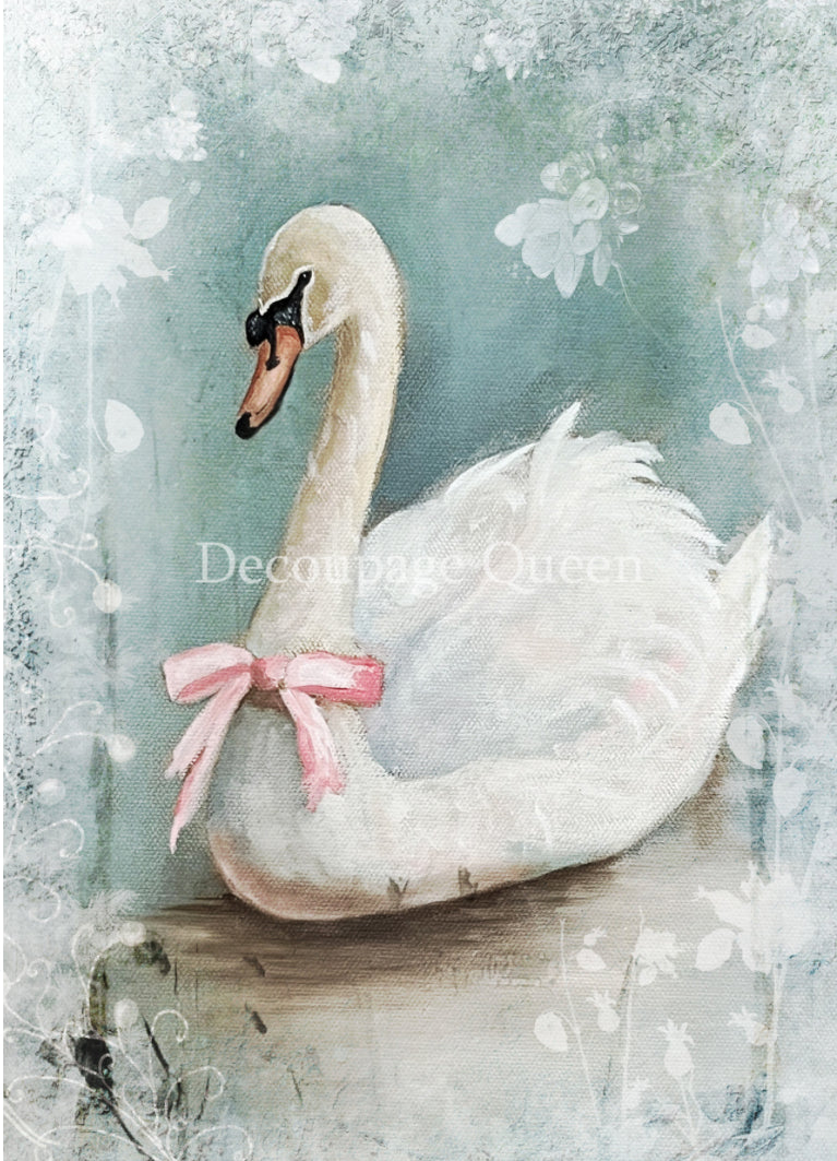 Winter Swan, Teresa Rene Art, rice paper design by Decoupage queen, arts & entertainment > hobbies & creative arts > arts & crafts, for decoupage and crafting