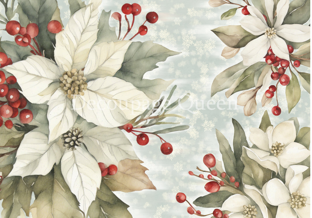 Frosty Flowers, Dainty and the Queen, rice paper design by Decoupage queen, arts & entertainment > hobbies & creative arts > arts & crafts, for decoupage and crafting