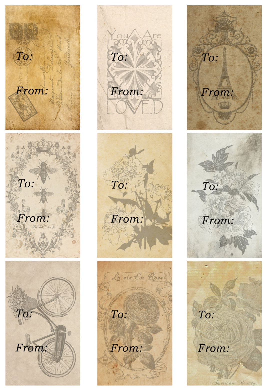 Tags, rice paper design by Decoupage queen, arts & entertainment > hobbies & creative arts > arts & crafts, for decoupage and crafting