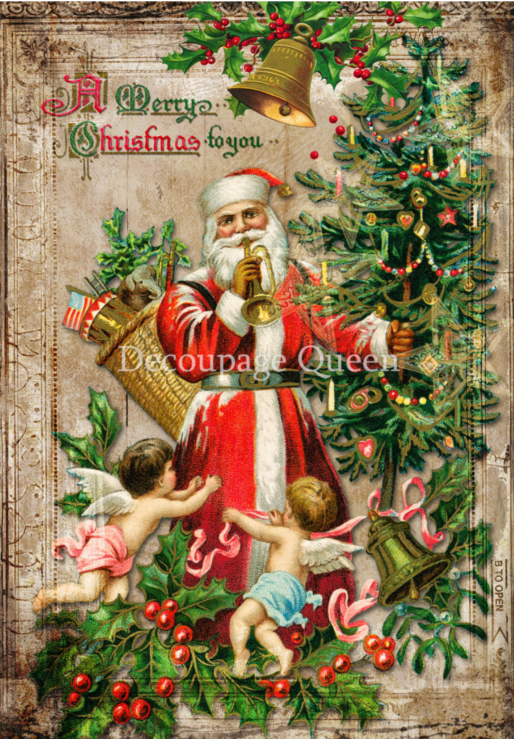 A Merry Christmas to You, rice paper design by Decoupage queen, arts & entertainment > hobbies & creative arts > arts & crafts, for decoupage and crafting