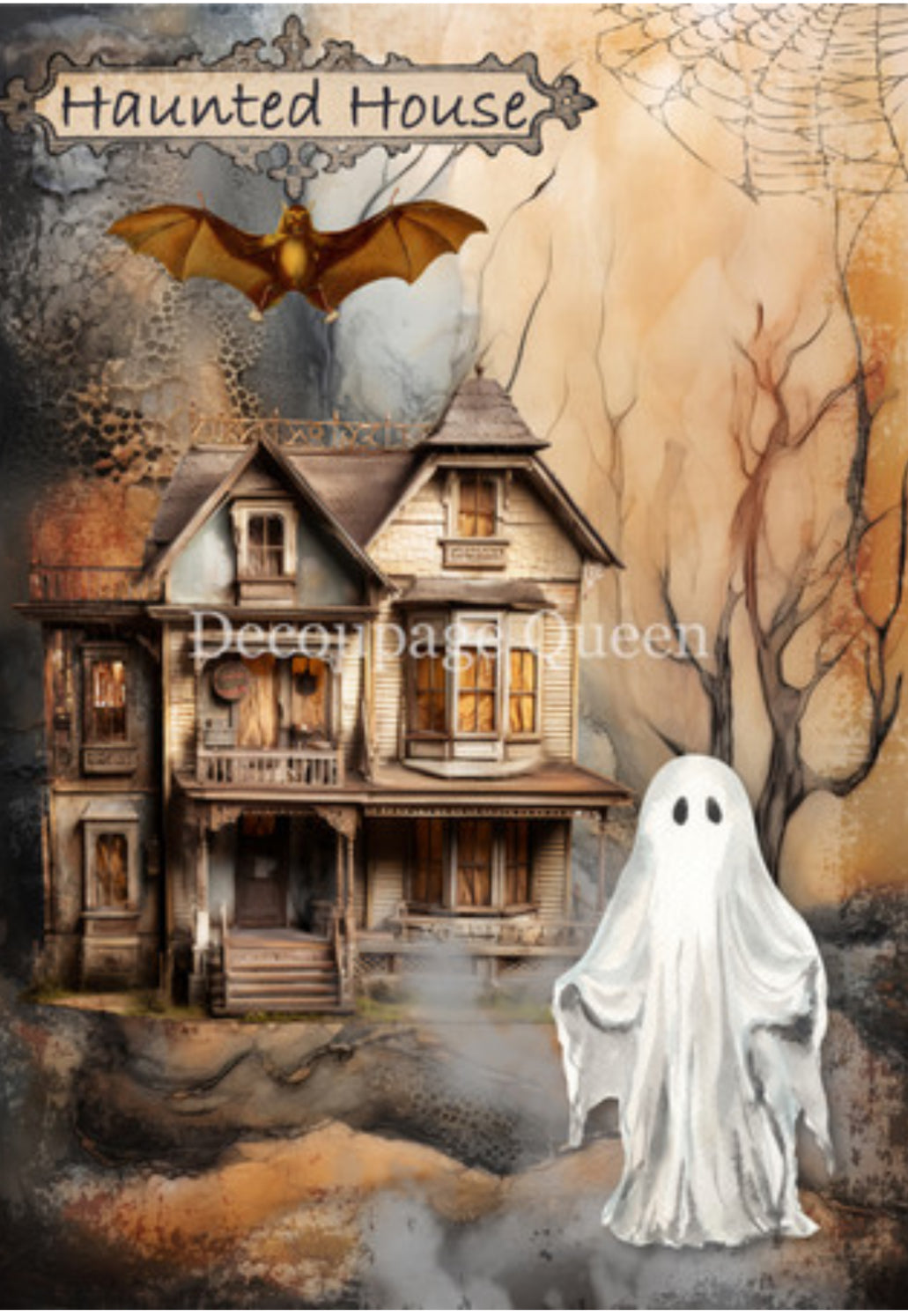 Decoupage Queen Haunted Homecoming Rice Paper, rice paper design by Decoupage Queen, arts & entertainment > hobbies & creative arts > arts & crafts > art & crafting materials > art & craft paper > drawing & painting paper, for decoupage and crafting