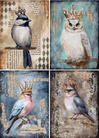 Teresa Rene Art Four Birds 0587, rice paper design by Decoupage queen, arts & entertainment > hobbies & creative arts > arts & crafts, for decoupage and crafting