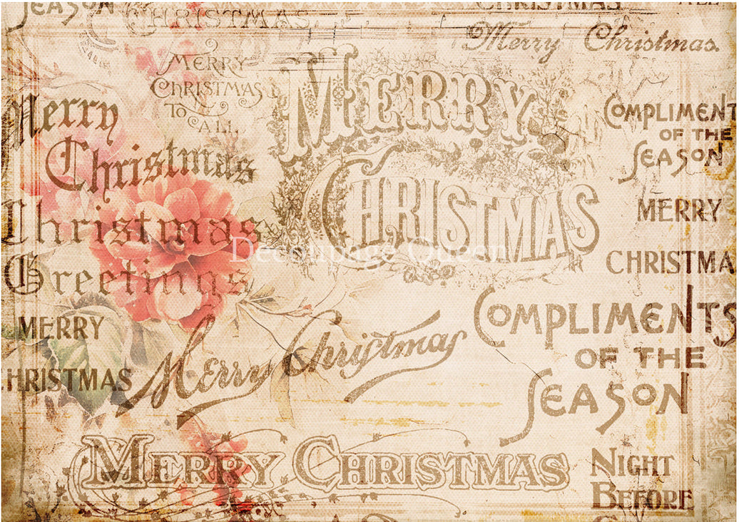 Compliments of the Season, rice paper design by Decoupage queen, arts & entertainment > hobbies & creative arts > arts & crafts, for decoupage and crafting