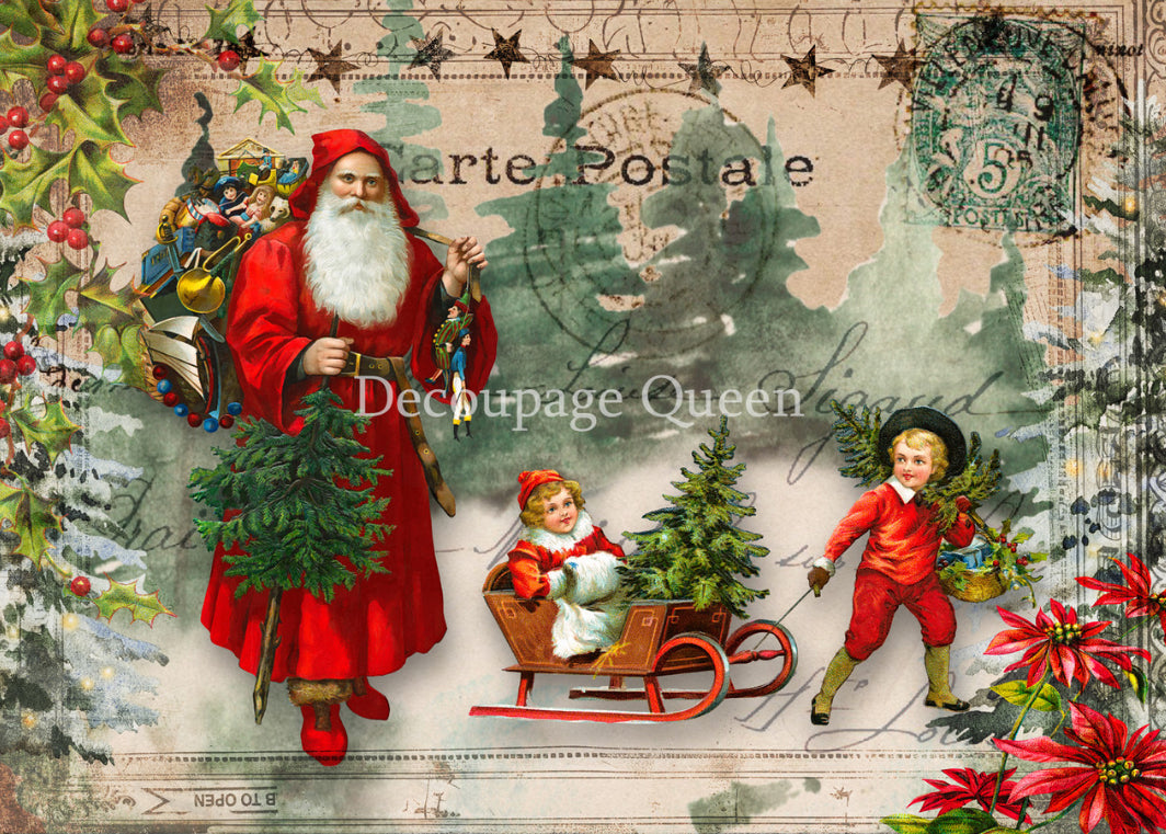 Sleddin, rice paper design by Decoupage queen, arts & entertainment > hobbies & creative arts > arts & crafts, for decoupage and crafting