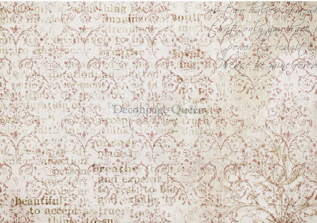 Damask Script 0555, rice paper design by Decoupage queen, arts & entertainment > hobbies & creative arts > arts & crafts, for decoupage and crafting
