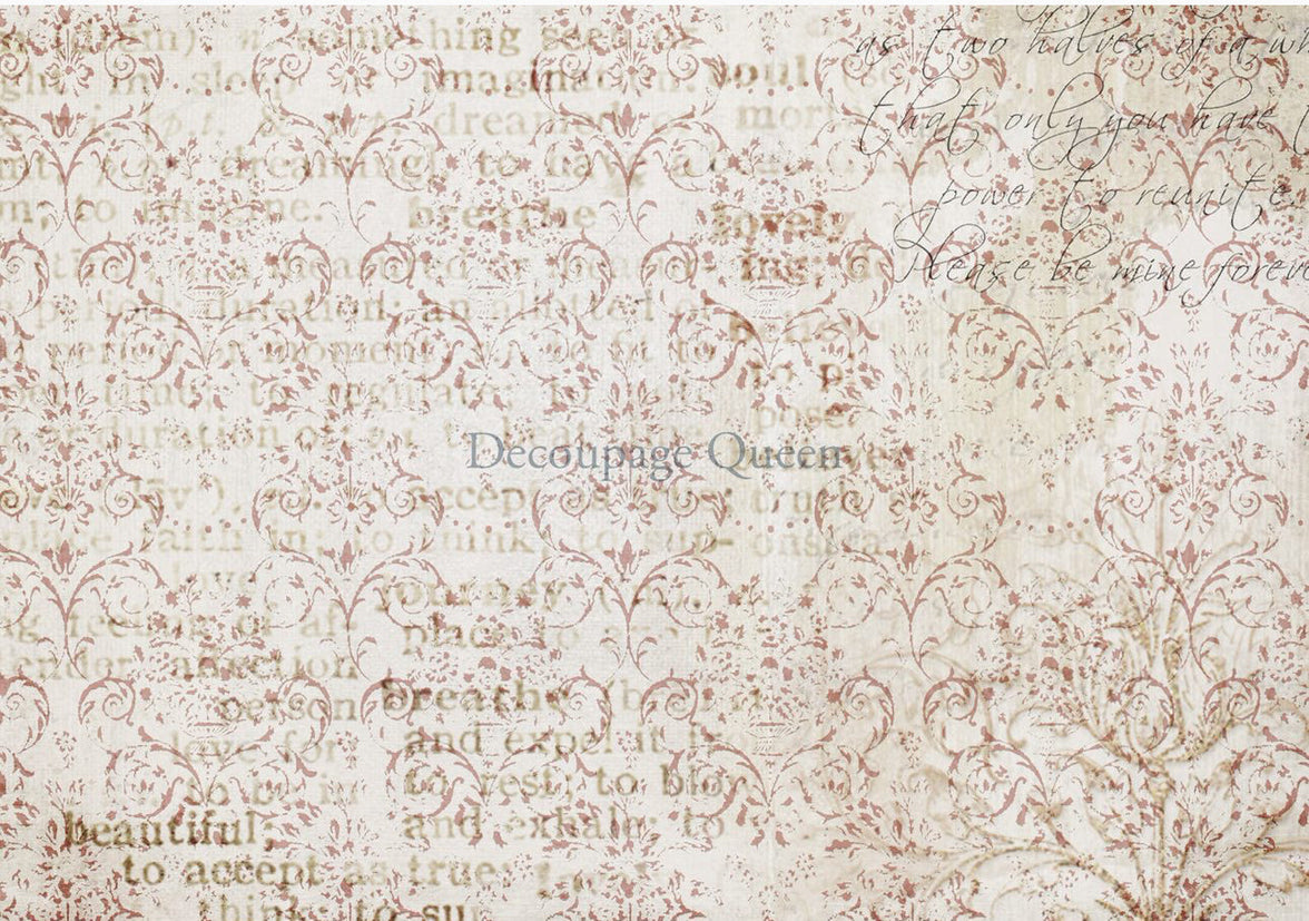 Damask Script 0555, rice paper design by Decoupage queen, arts & entertainment > hobbies & creative arts > arts & crafts, for decoupage and crafting