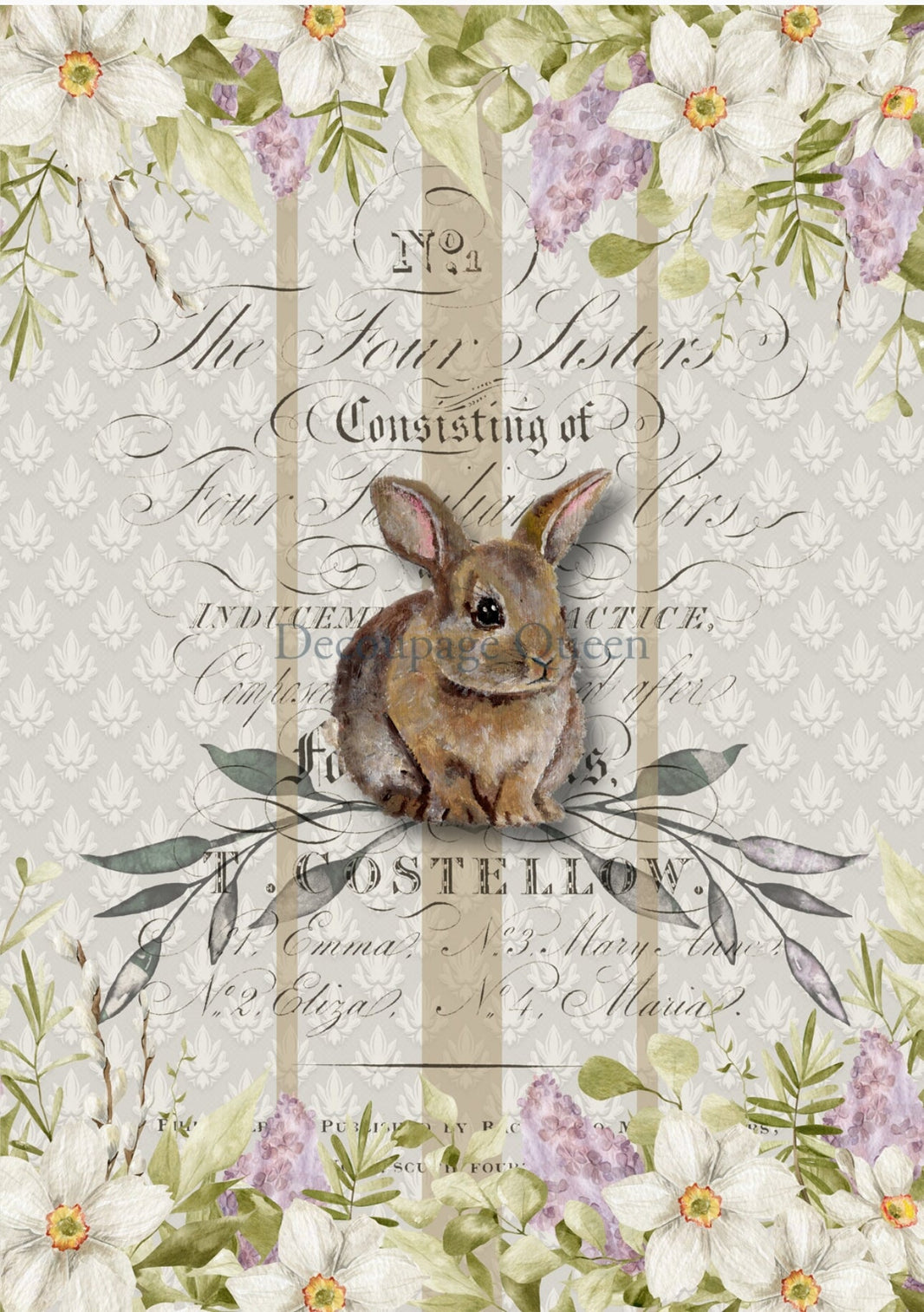 Hand Painted Bunny 0546, rice paper design by Decoupage queen, arts & entertainment > hobbies & creative arts > arts & crafts, for decoupage and crafting