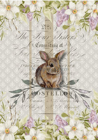 Hand Painted Bunny 0546, rice paper design by Decoupage queen, arts & entertainment > hobbies & creative arts > arts & crafts, for decoupage and crafting